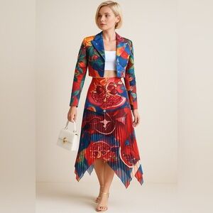 Vibrant Multicolor Coat and Skirt